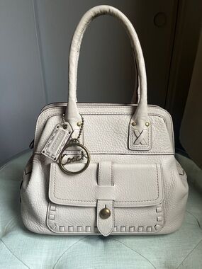 Gorgeous Coach Thompson 65th Anniversary Legacy Cream Pebbled Leather Satchel